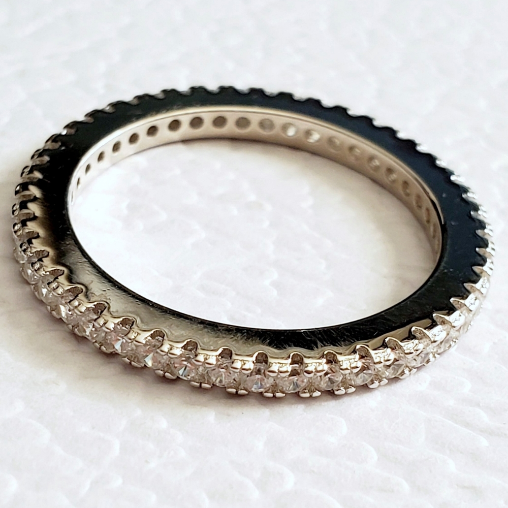 Sterling Silver 925 Stackable Eternity Clear CZ